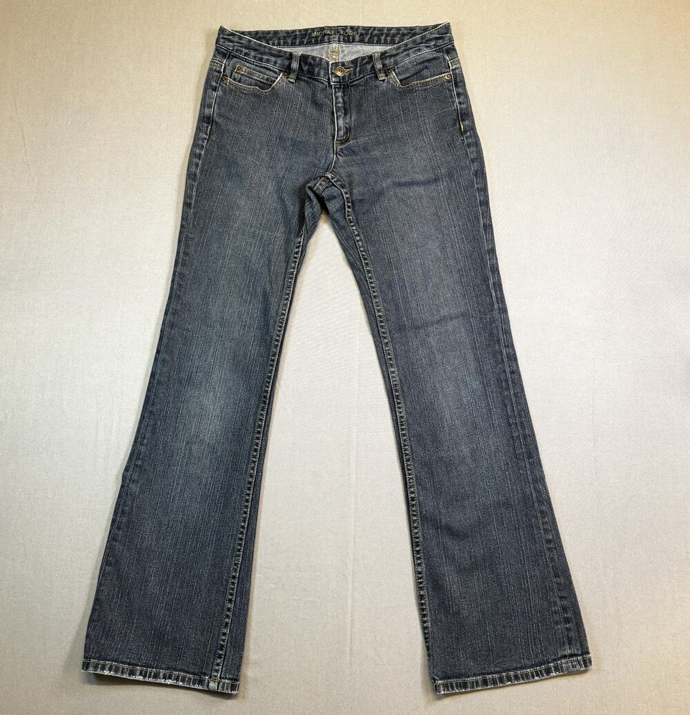 MICHAEL KORS Women’s Bootcut Jeans Size 8 Stretch Denim Embroidered MK Back